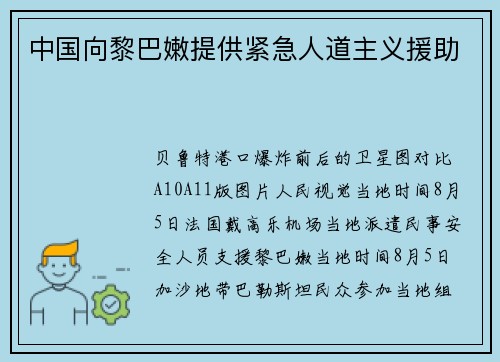 中国向黎巴嫩提供紧急人道主义援助